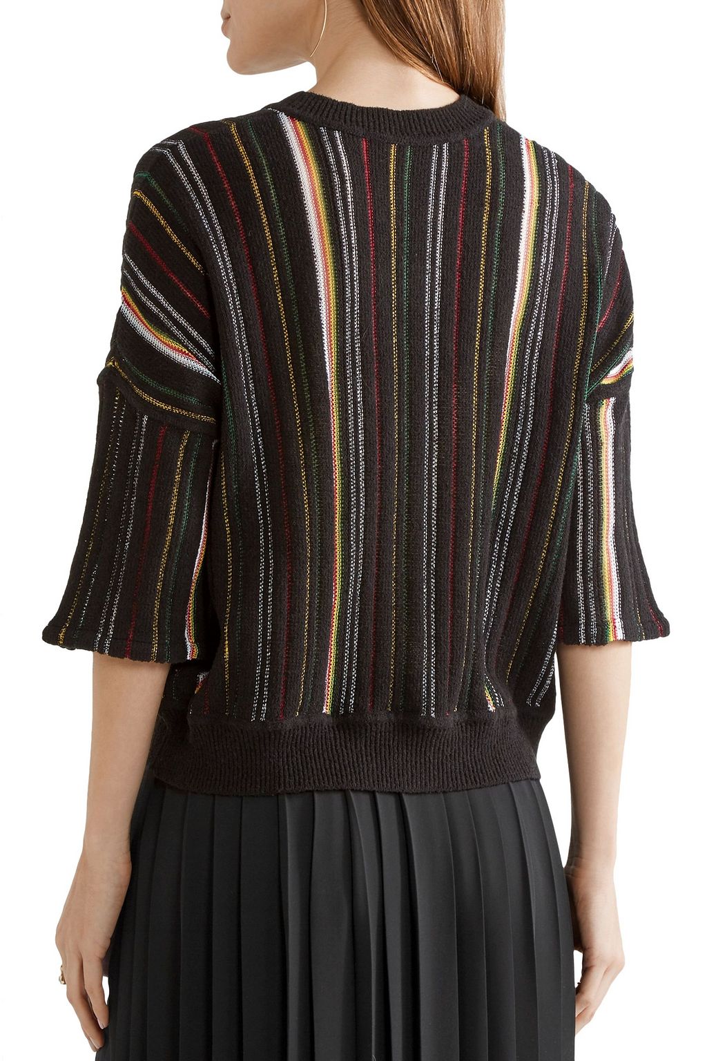 ADAM LIPPES Striped open-knit cotton-blend sweater