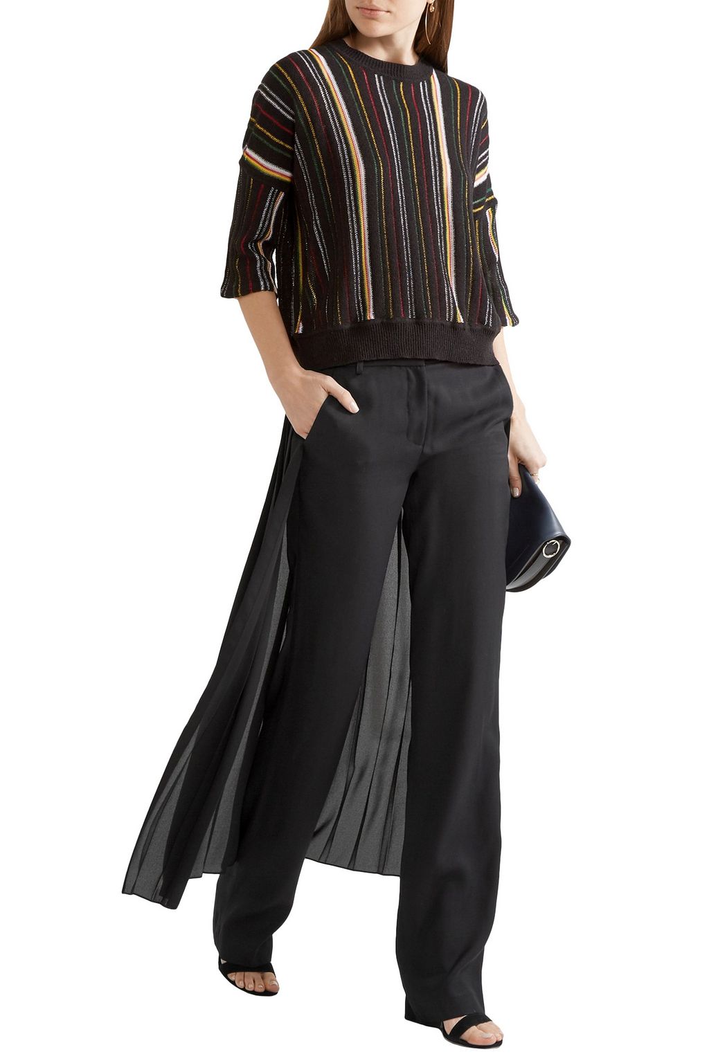 ADAM LIPPES Striped open-knit cotton-blend sweater