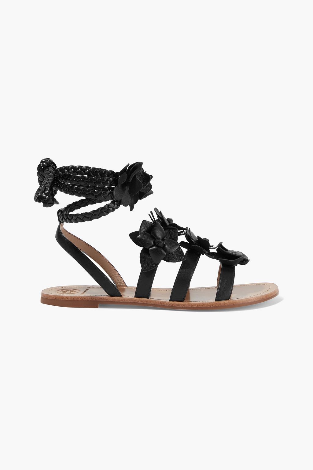 TORY BURCH Floral-appliquéd leather sandals | Sale up to 70% off | THE  OUTNET