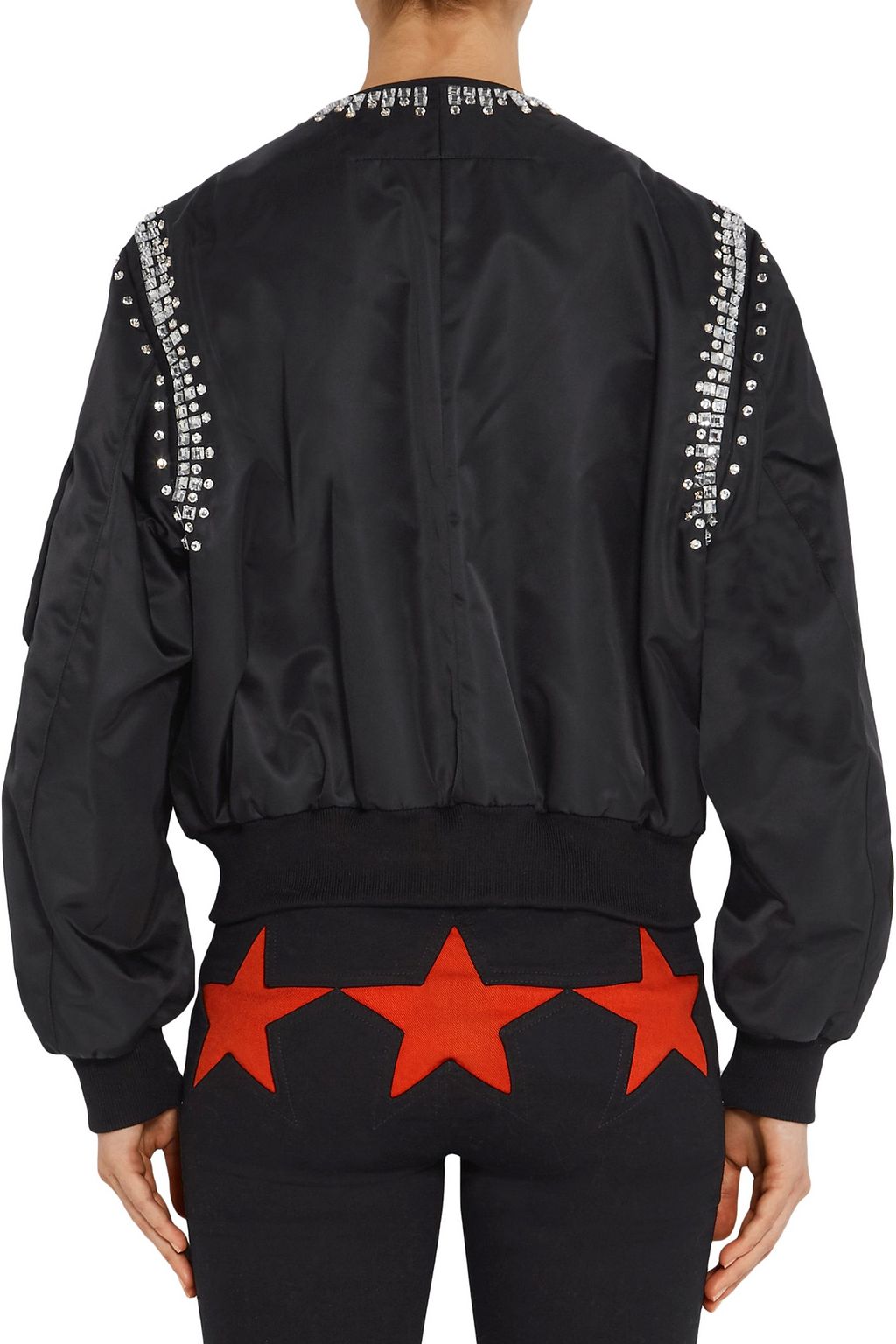 GIVENCHY Crystal-embellished shell bomber jacket