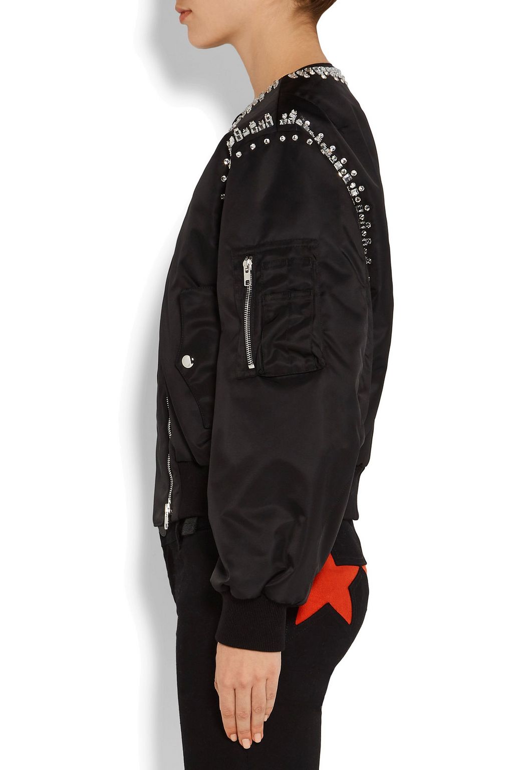 GIVENCHY Crystal-embellished shell bomber jacket