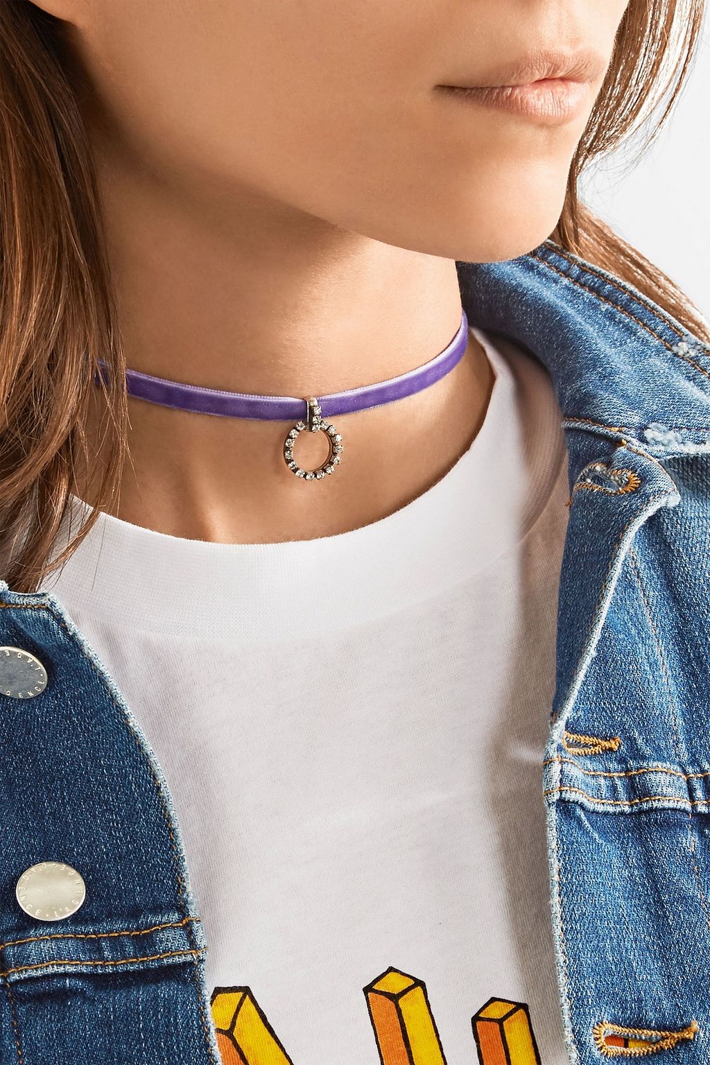 DANNIJO Vix velvet, silver-plated and Swarovski crystal choker