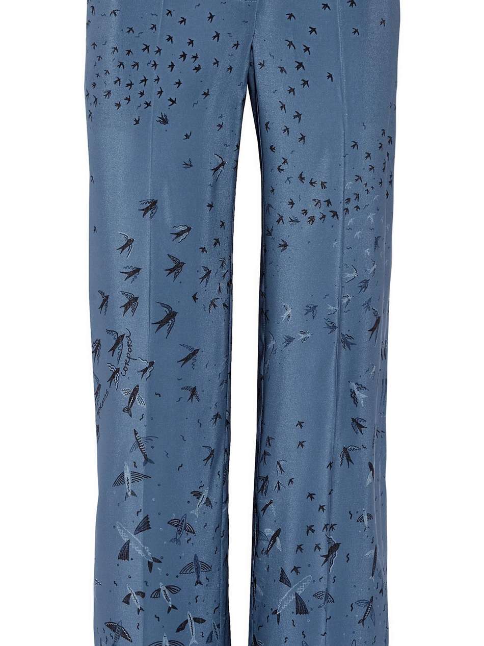 swallow metamorphosis printed silk crepe de chine wide-leg pants