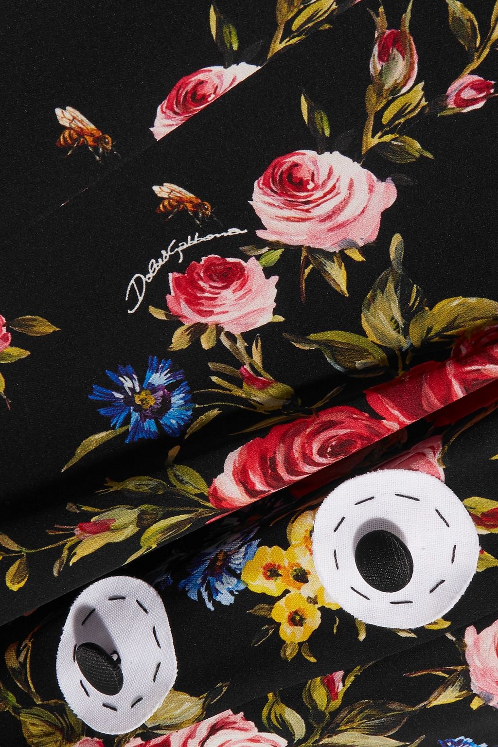 DOLCE&GABBANA 플로럴 프린트 실크 혼방 샤르뫼즈 드레스