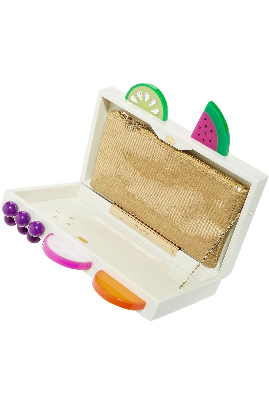 CHARLOTTE OLYMPIA Juicy Pandora crystal-embellished Perspex clutch