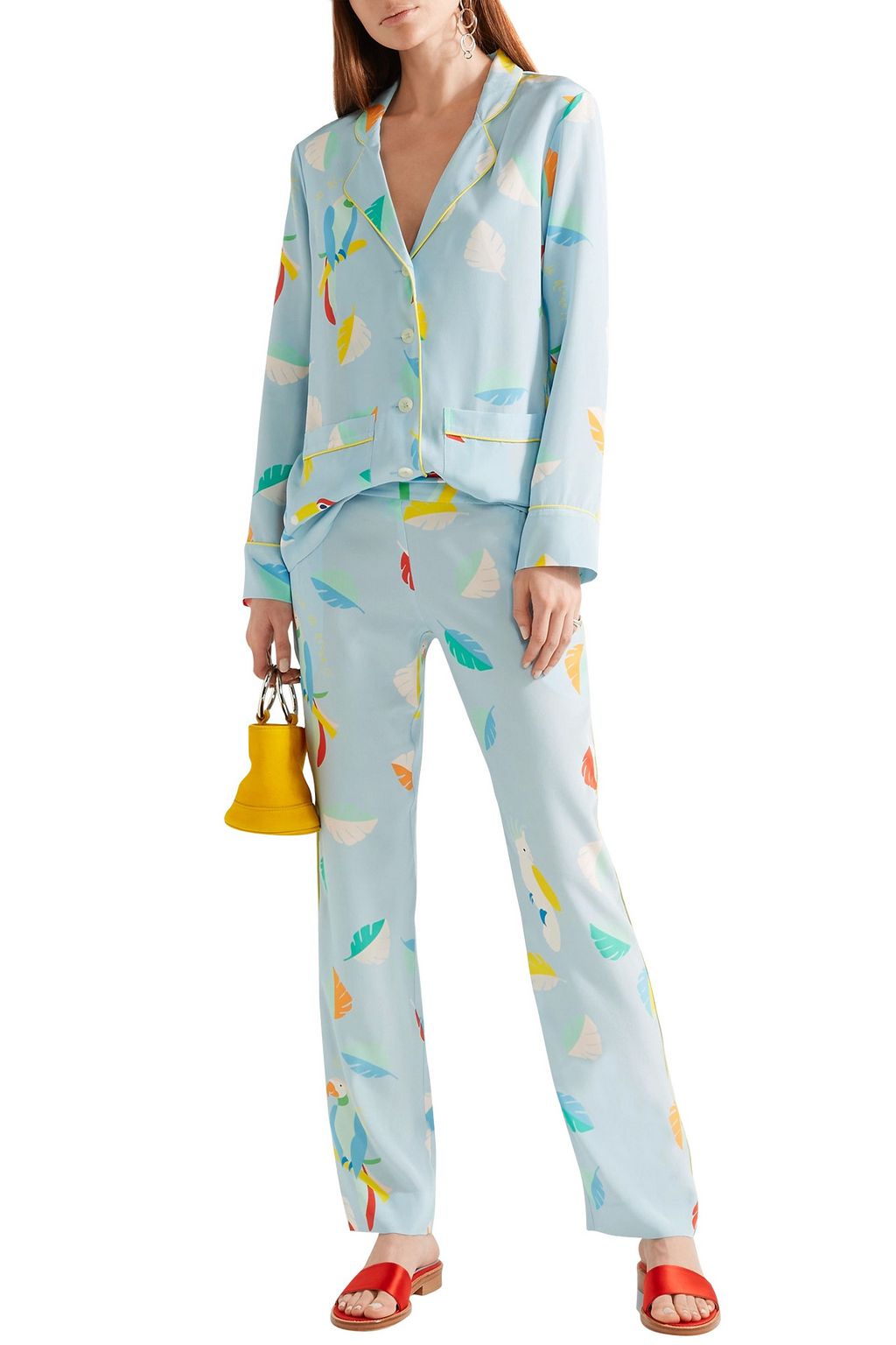 MIRA MIKATI Printed silk crepe de chine shirt and pants set
