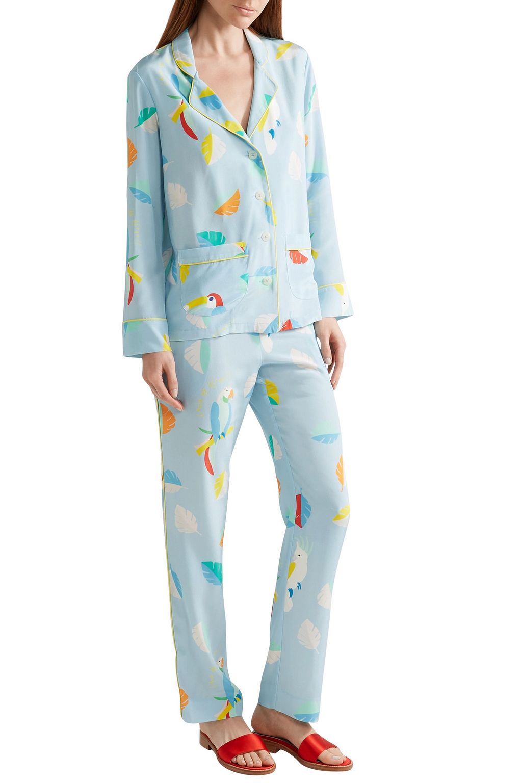 MIRA MIKATI Printed silk crepe de chine shirt and pants set