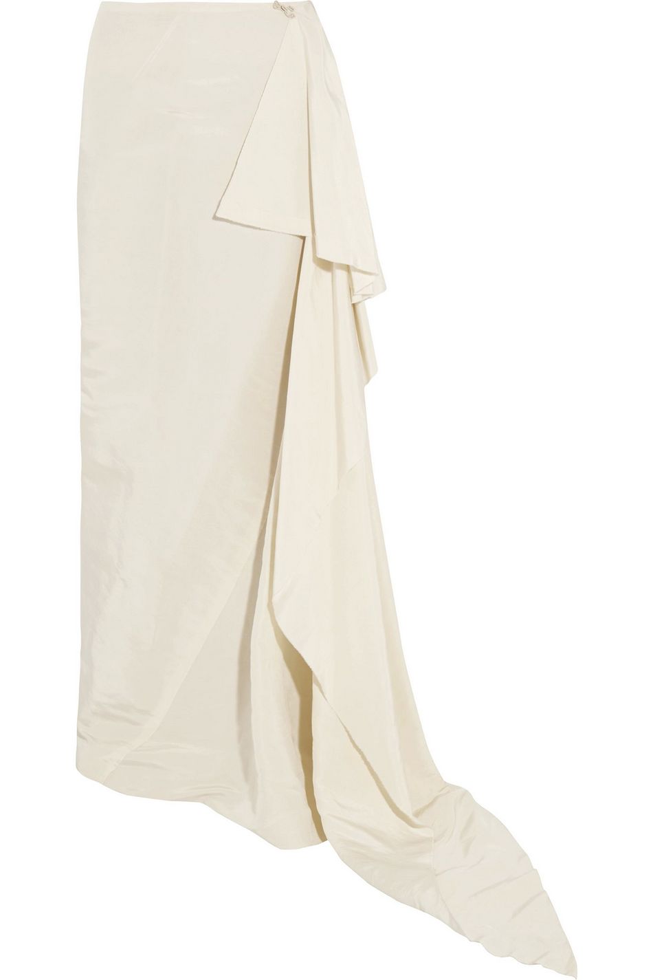 Ecru Asymmetric Draped Silk Twill Maxi Skirt Sale Up To 70 Off