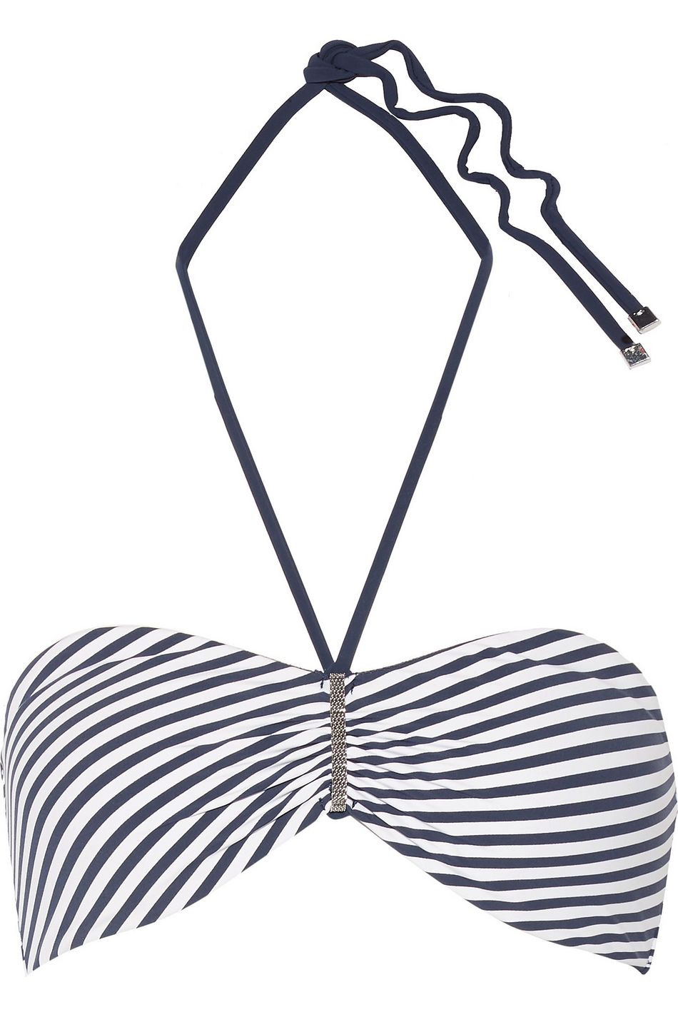 black and white striped bandeau bikini