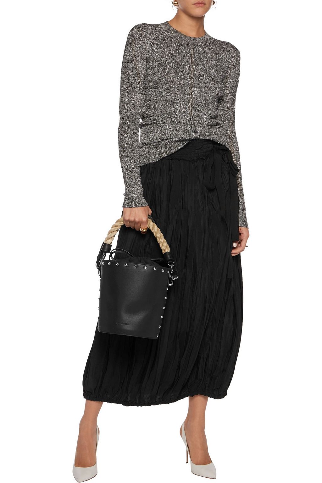 JW ANDERSON Stud-embellished leather bucket bag