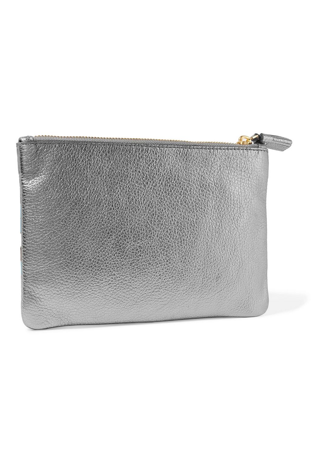 ANYA HINDMARCH Space Invader metallic textured-leather pouch
