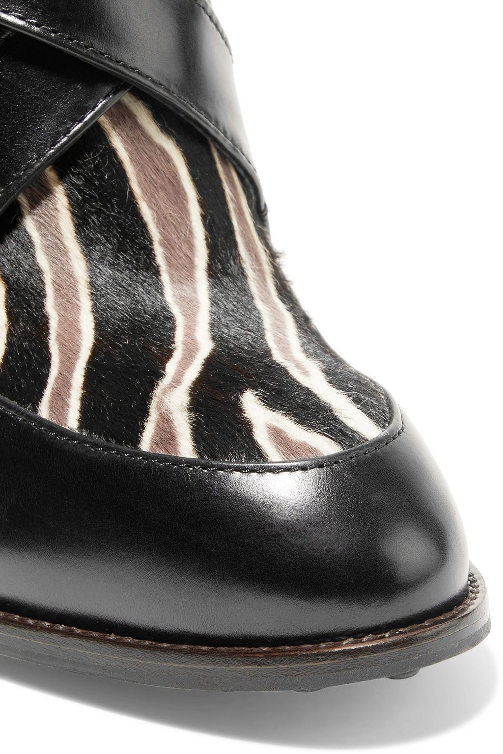 TOD'S Printed calf hair and leather ankle boots