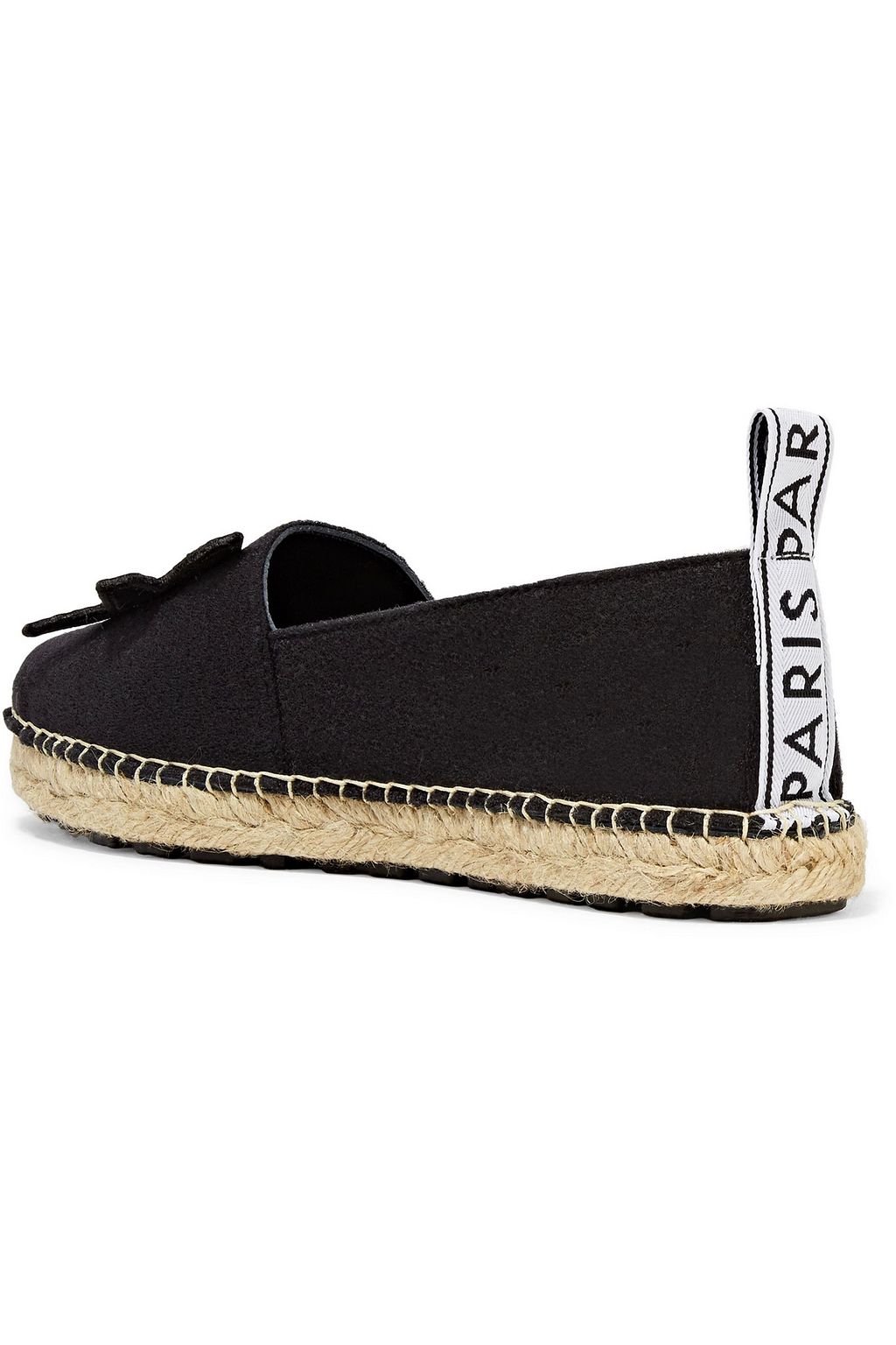 KENZO Faux leather-trimmed appliquéd felt espadrilles