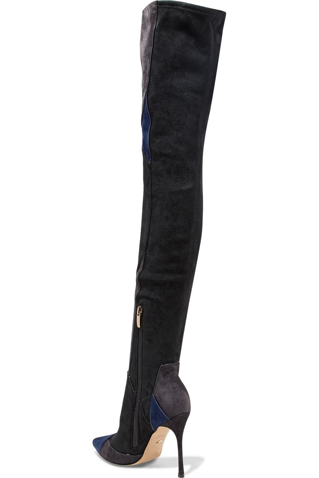 SERGIO ROSSI Color-block suede thigh boots