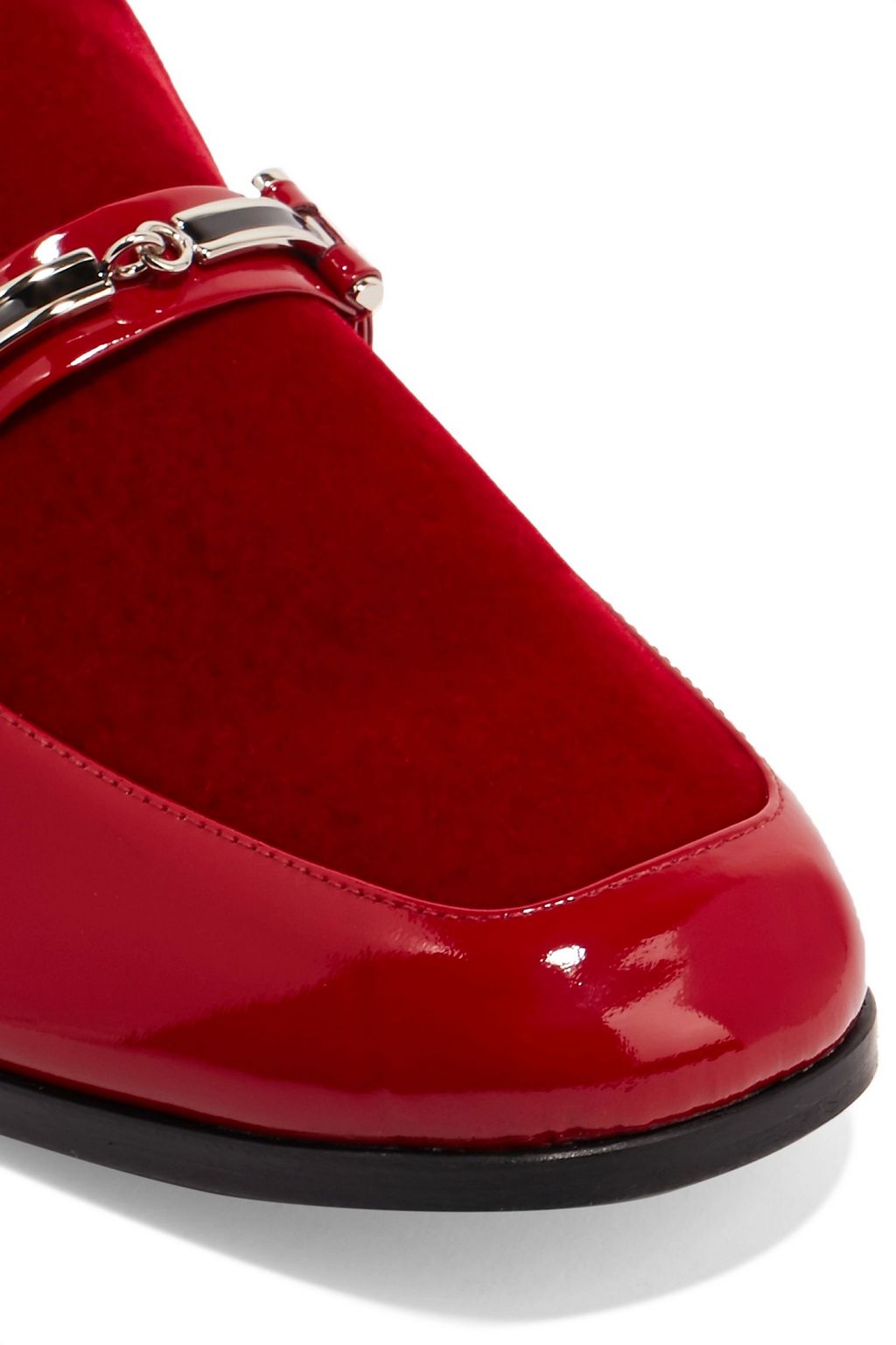 NEWBARK Melanie suede-trimmed metallic leather loafers
