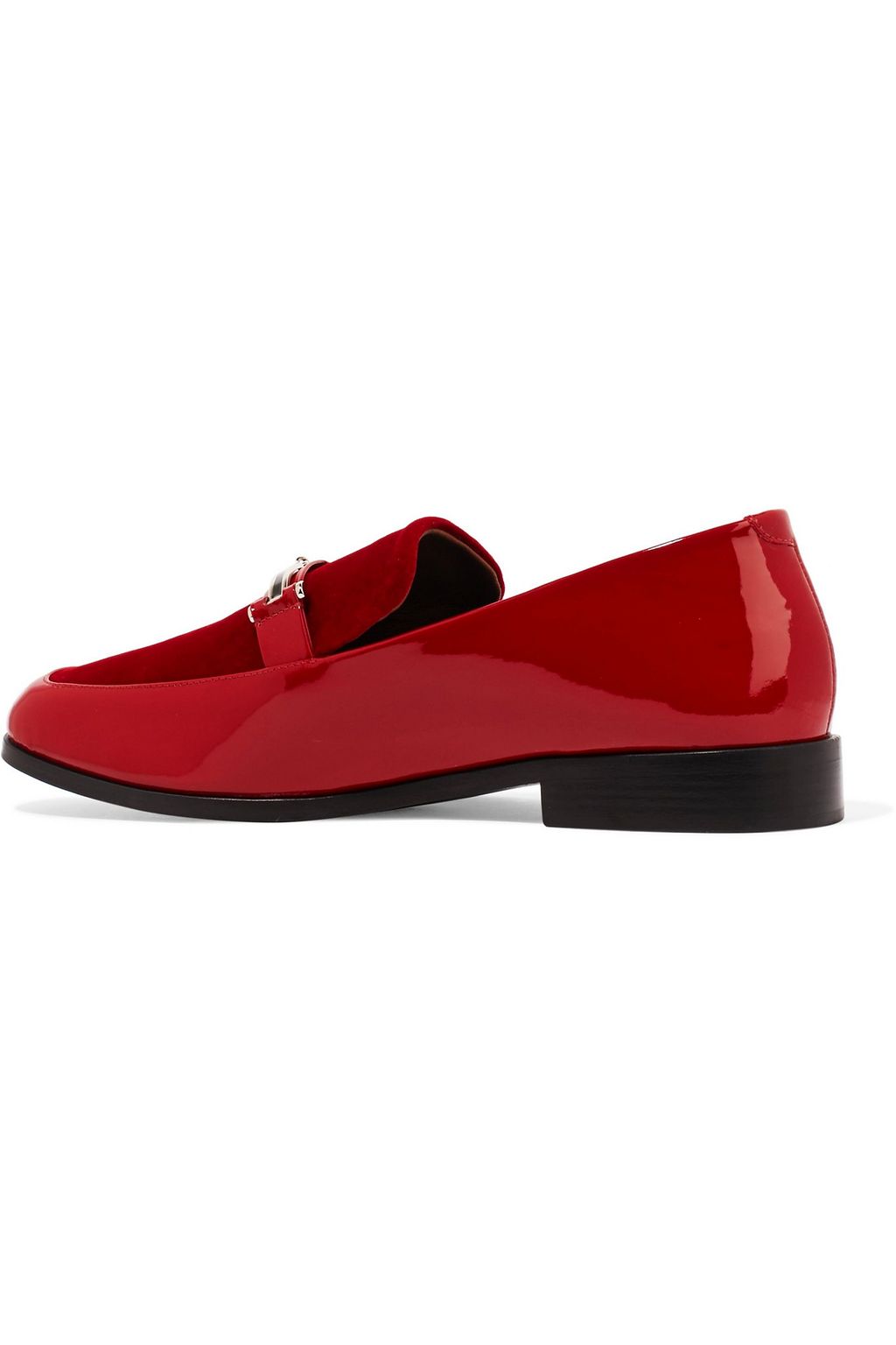 NEWBARK Melanie suede-trimmed metallic leather loafers