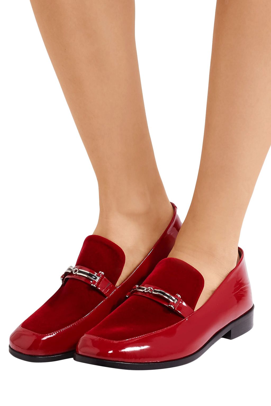 NEWBARK Melanie suede-trimmed metallic leather loafers