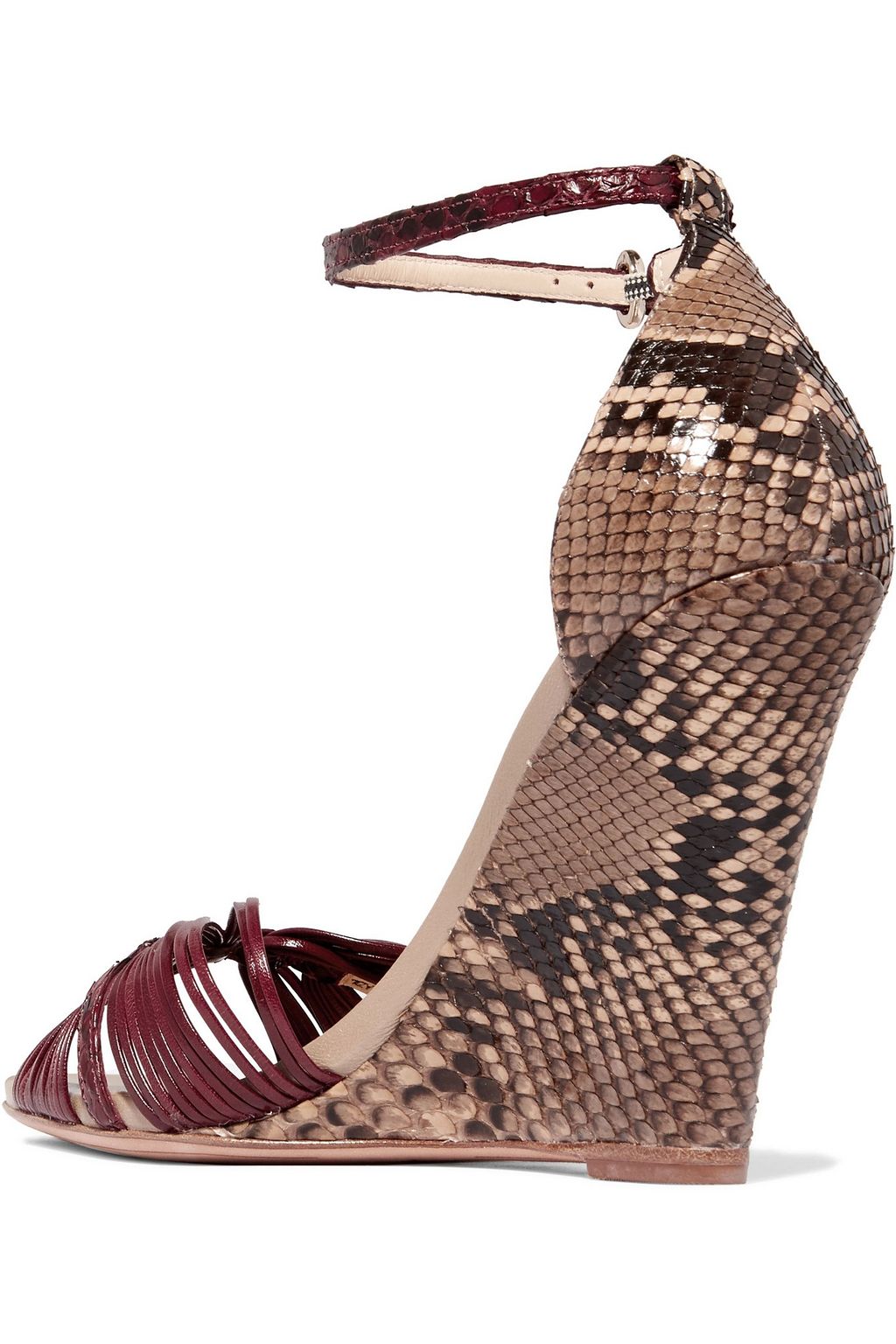ALEXANDRE BIRMAN Python and leather wedge sandals