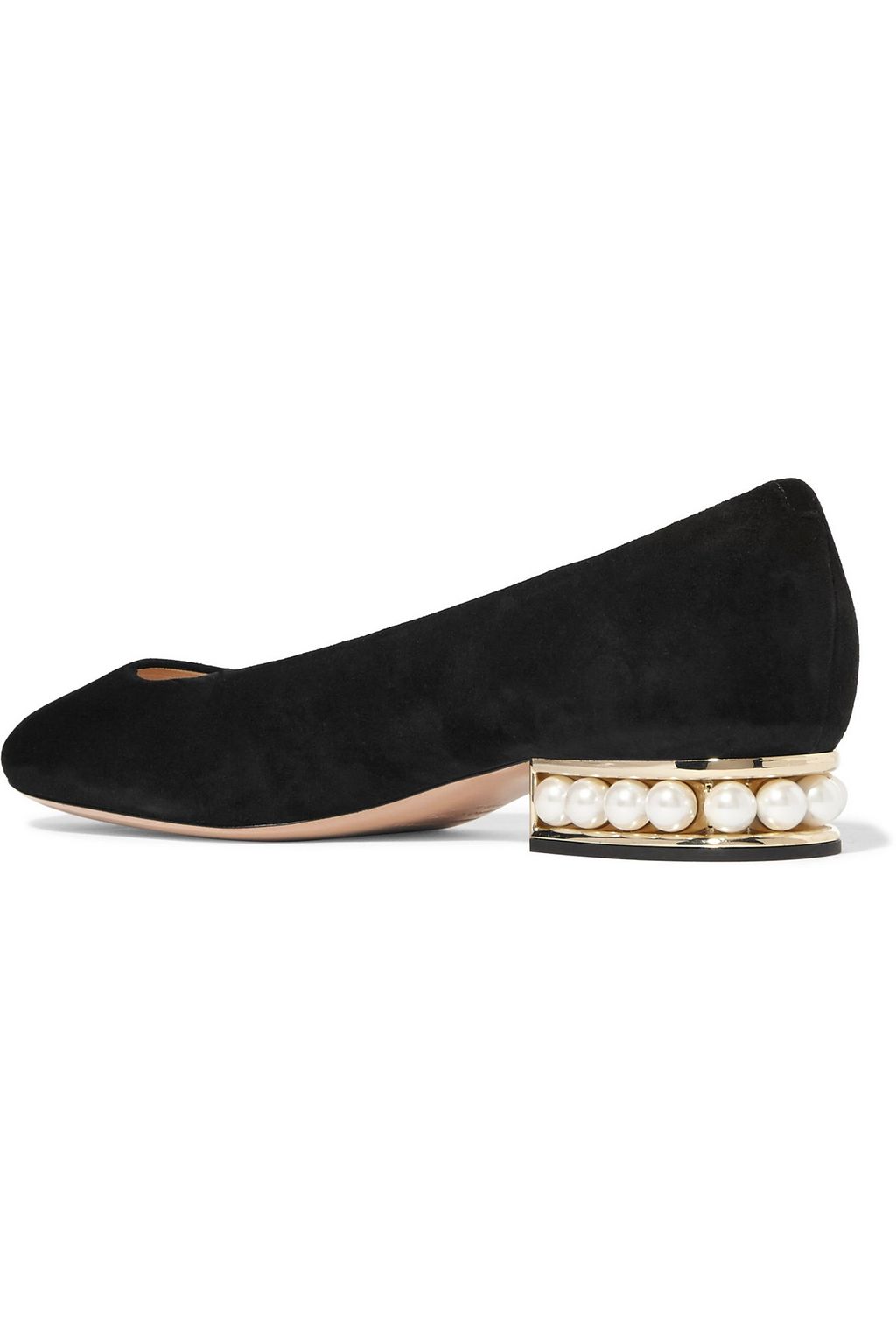 NICHOLAS KIRKWOOD Casati faux pearl-embellished suede ballet flats