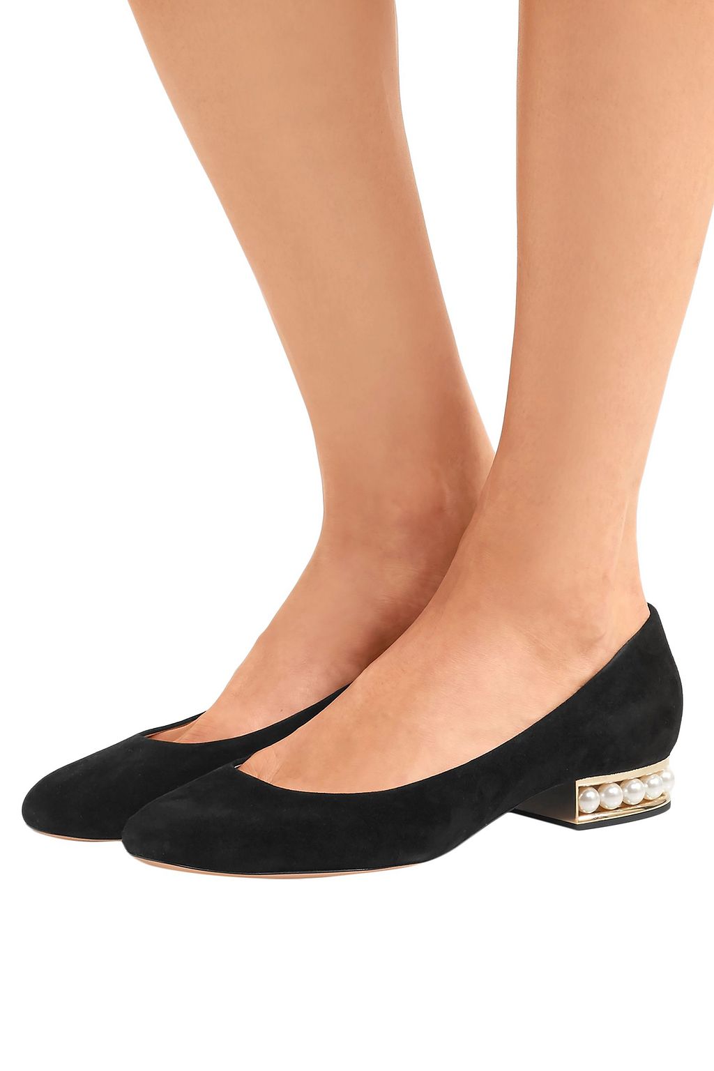 NICHOLAS KIRKWOOD Casati faux pearl-embellished suede ballet flats