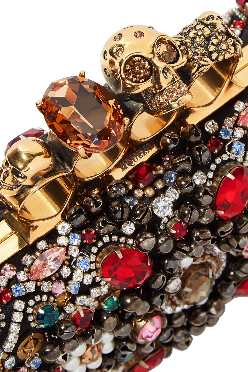 MCQUEEN Knuckle embellished satin box clutch