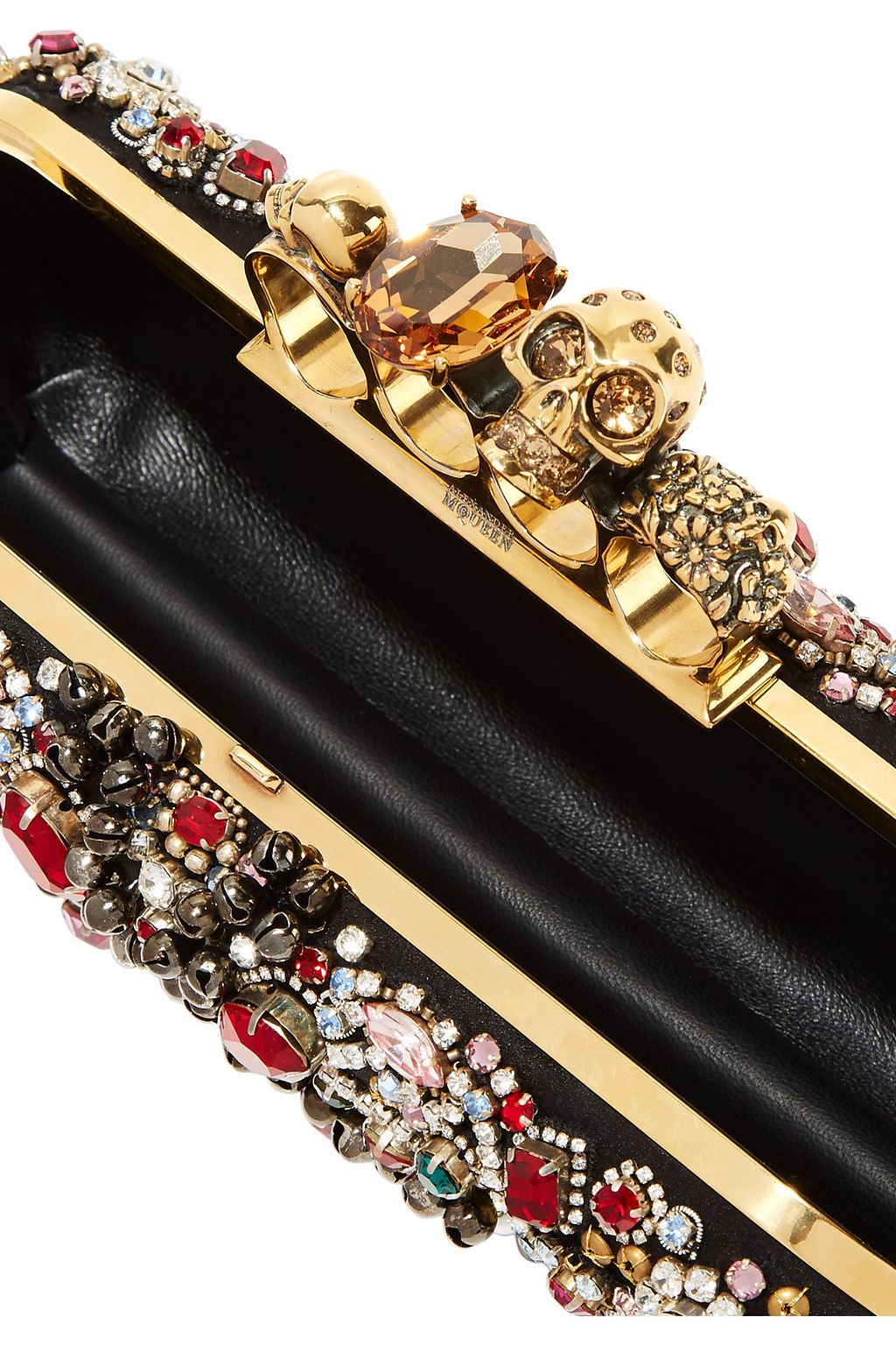 MCQUEEN Knuckle embellished satin box clutch