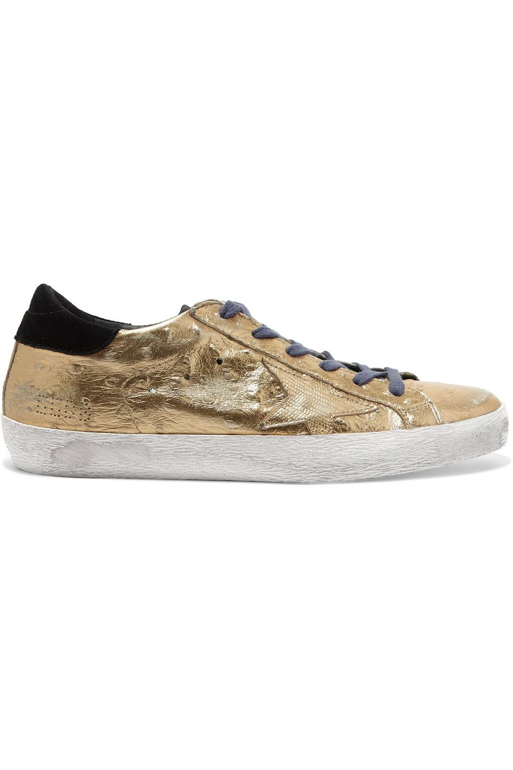 GOOSE Super Star distressed ostrich-effect leather sneakers | up to 70% off | THE OUTNET