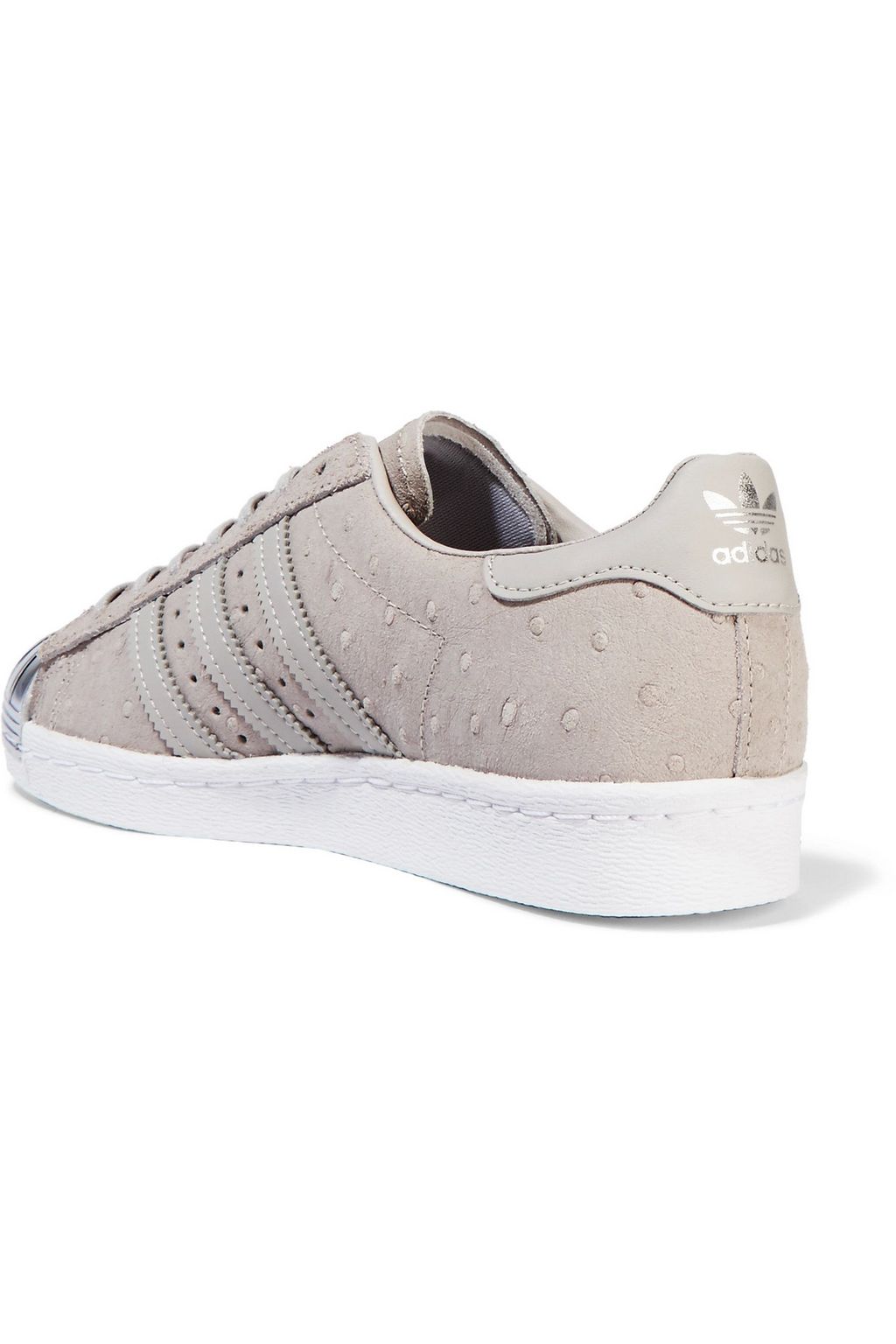 ADIDAS ORIGINALS Superstar 80s metallic-trimmed ostrich-effect leather sneakers