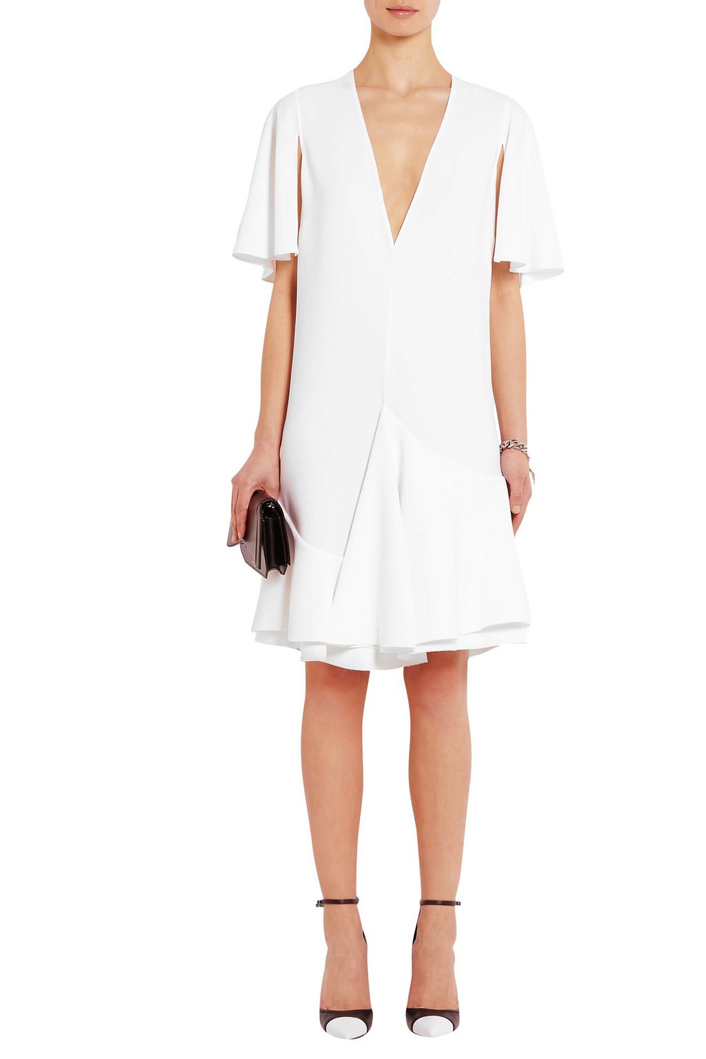 GIVENCHY Fluted dress in white stretch-crepe