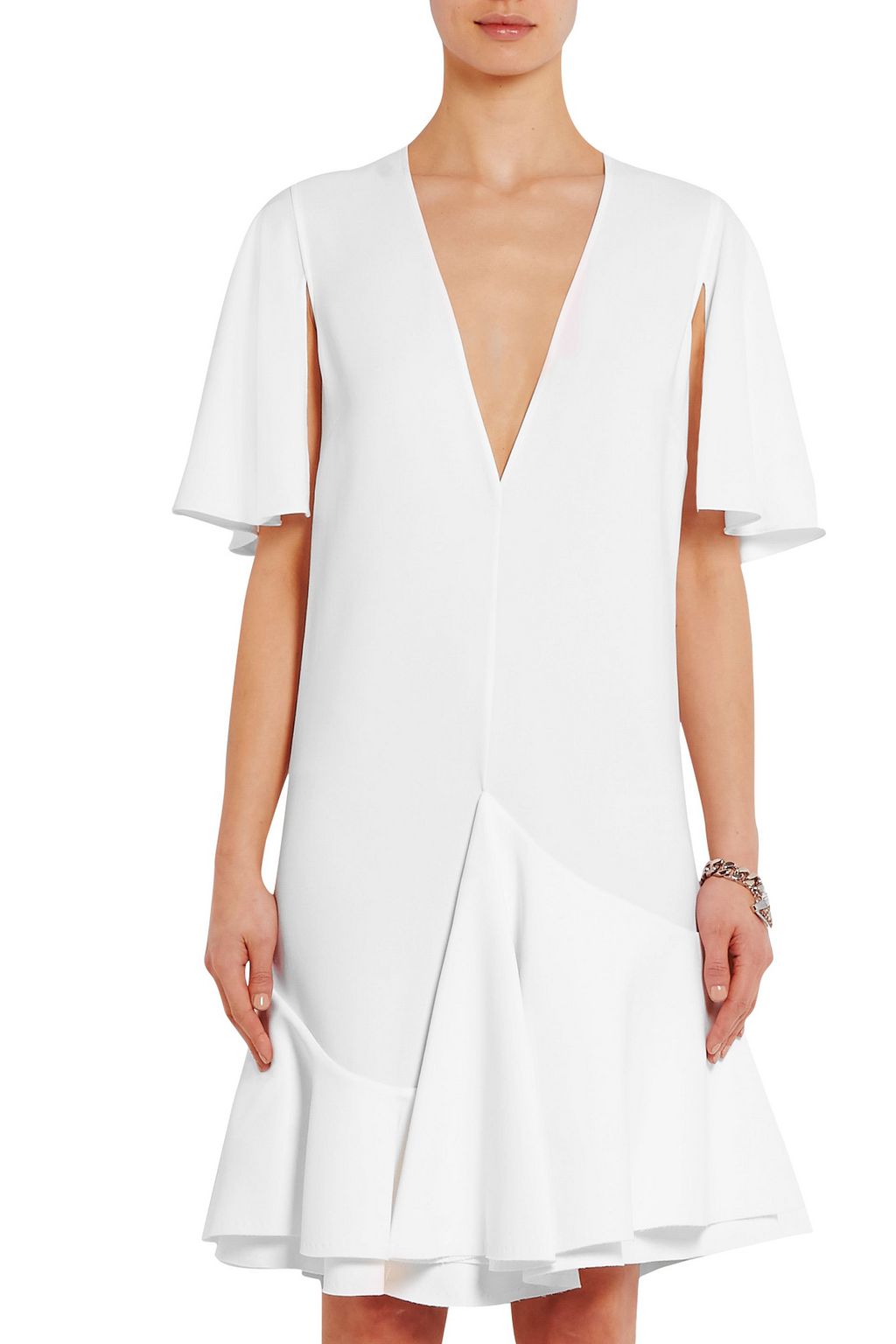GIVENCHY Fluted dress in white stretch-crepe