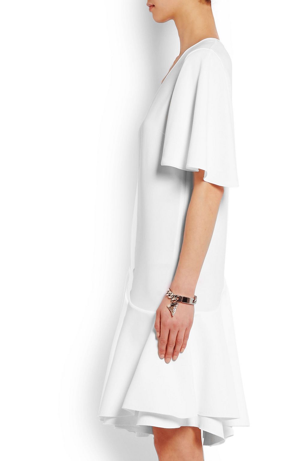 GIVENCHY Fluted dress in white stretch-crepe