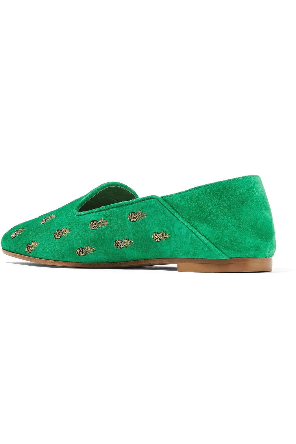 AQUAZZURA Ananas embroidered suede slippers