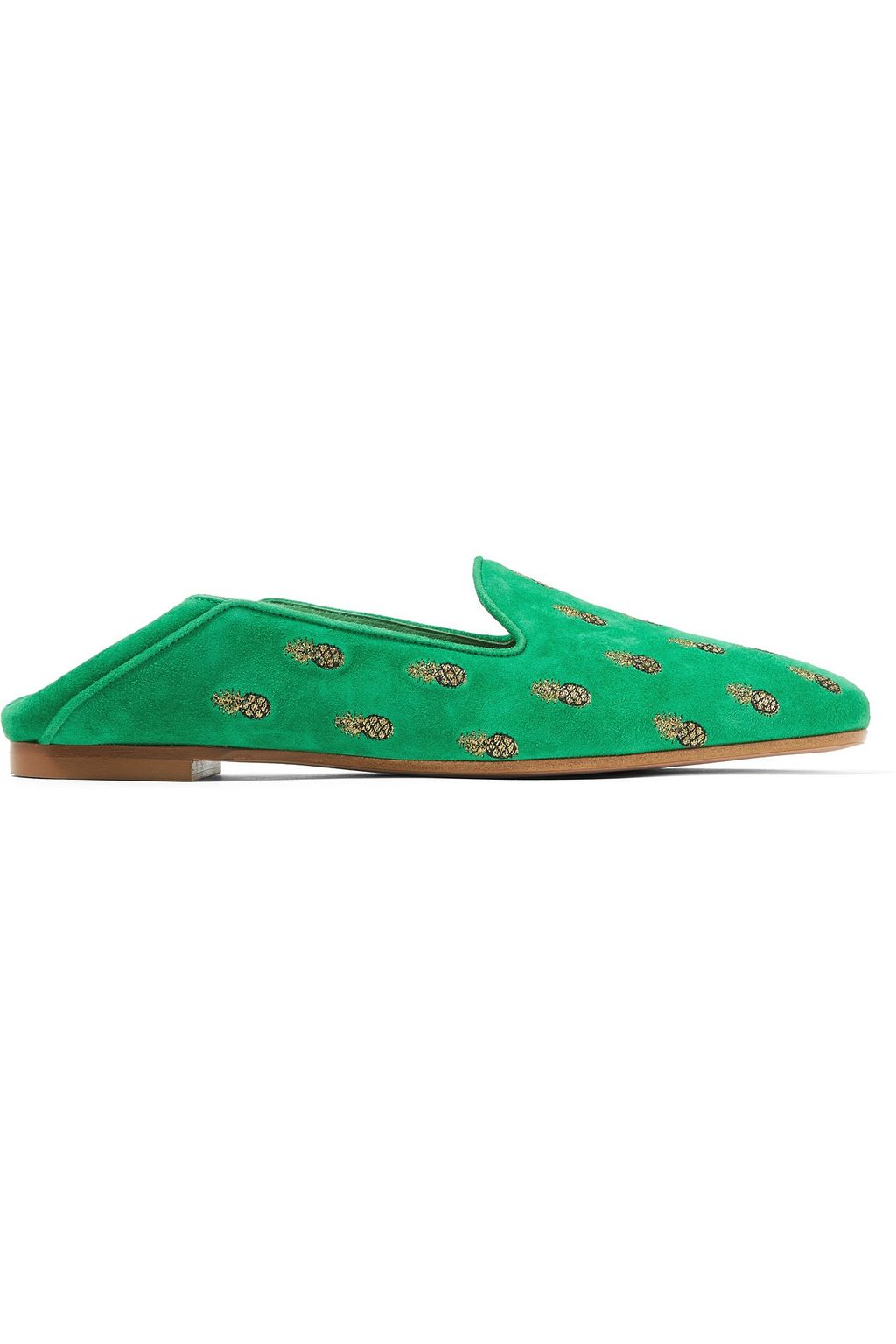 AQUAZZURA Ananas embroidered suede slippers