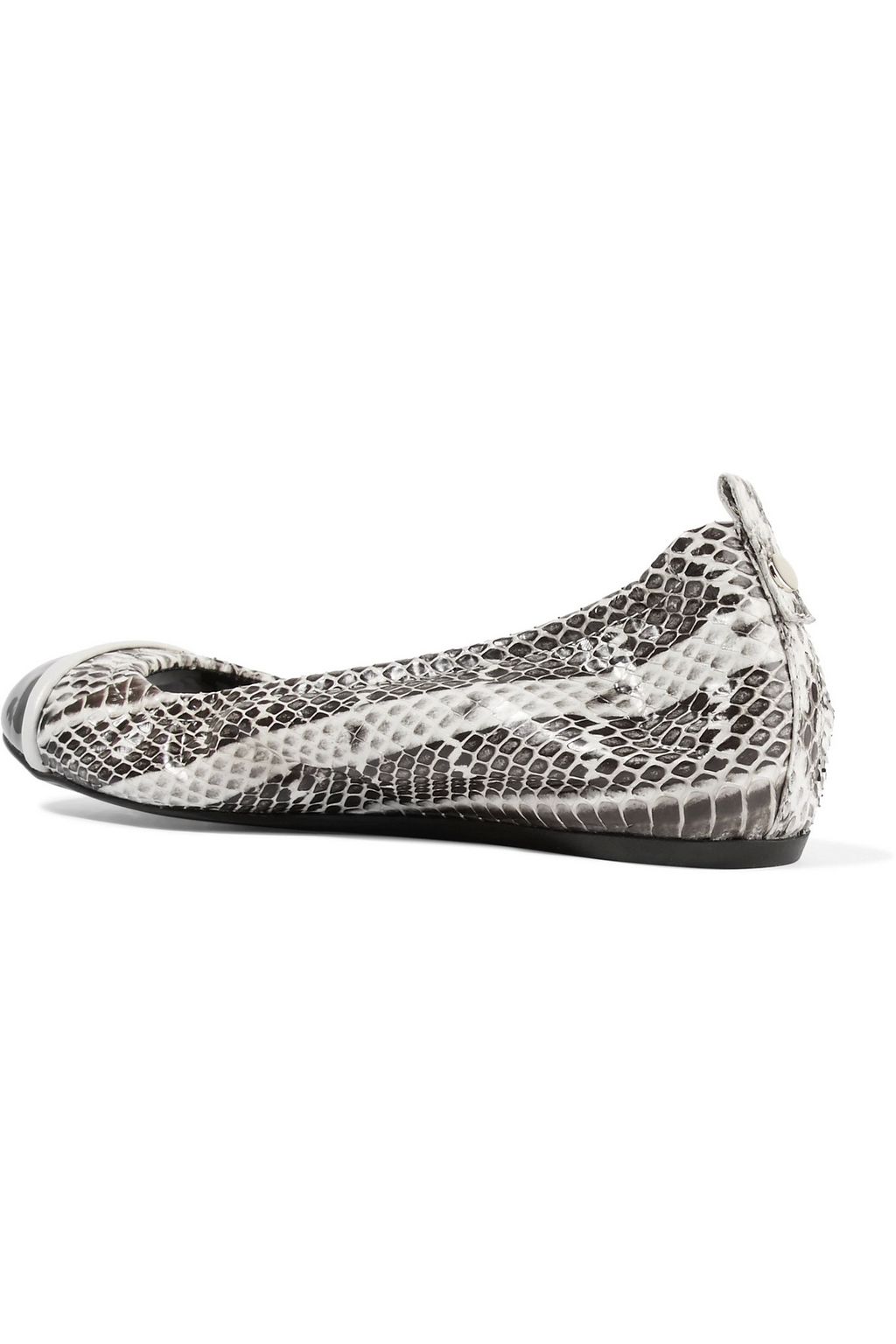 LANVIN Patent leather-trimmed elaphe ballet flats