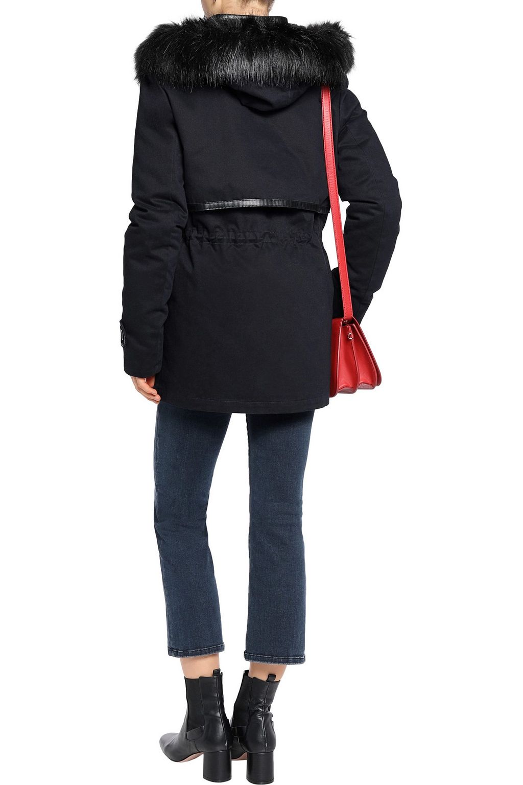 MAJE Faux fur-trimmed shell hooded coat
