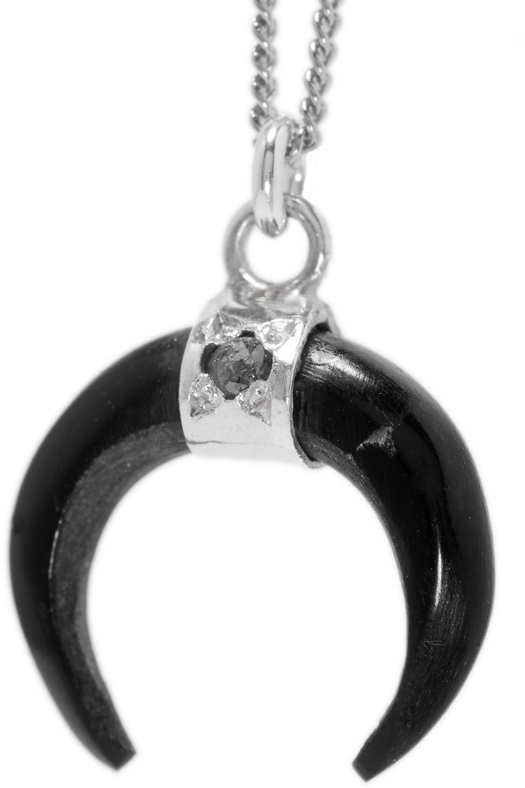 CHAN LUU Silver, horn and crystal necklace