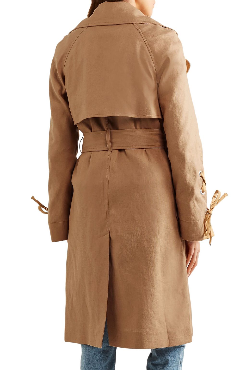 SEE BY CHLOÉ Belted lace-up linen-blend trench coat