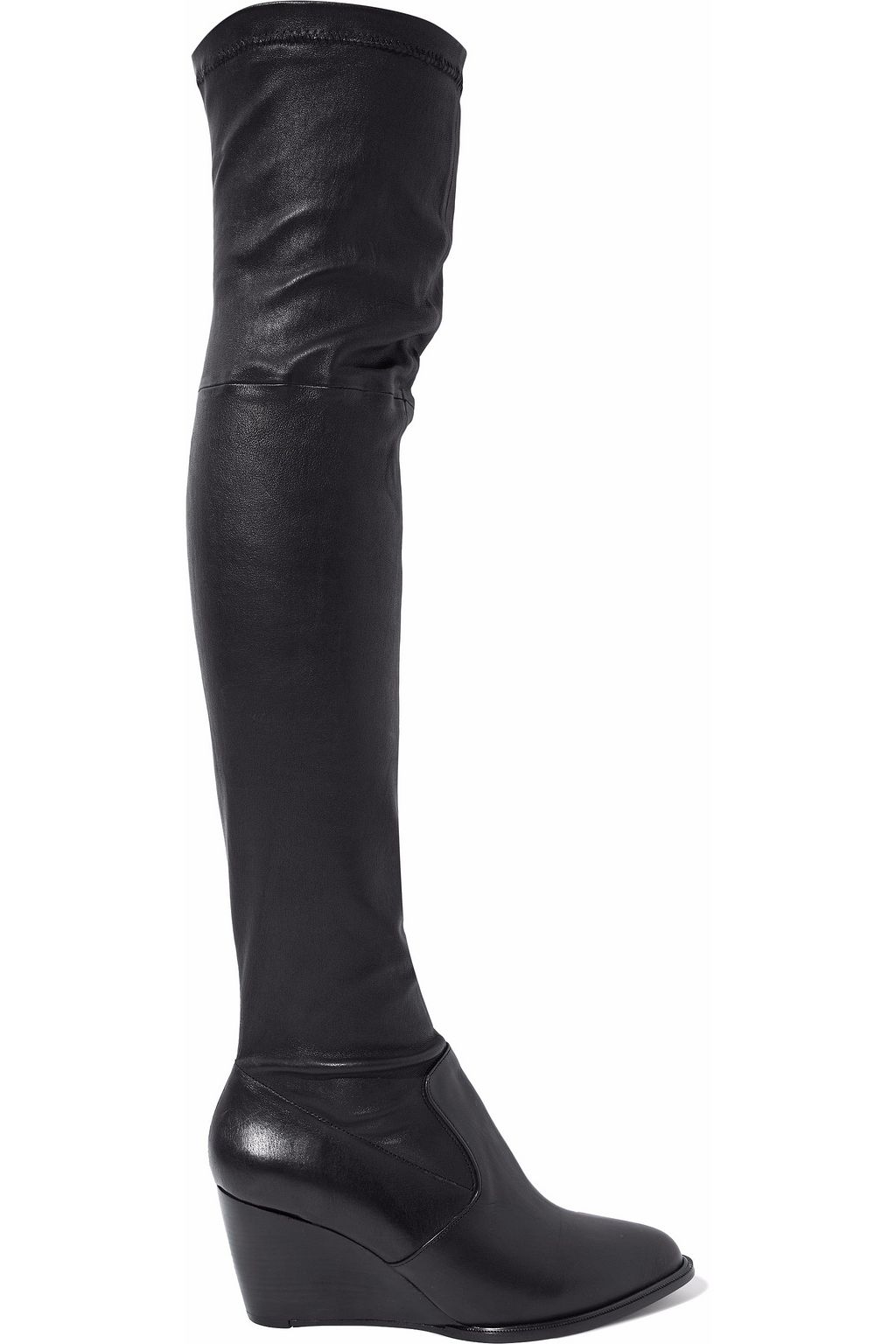 over the knee leather wedge boots
