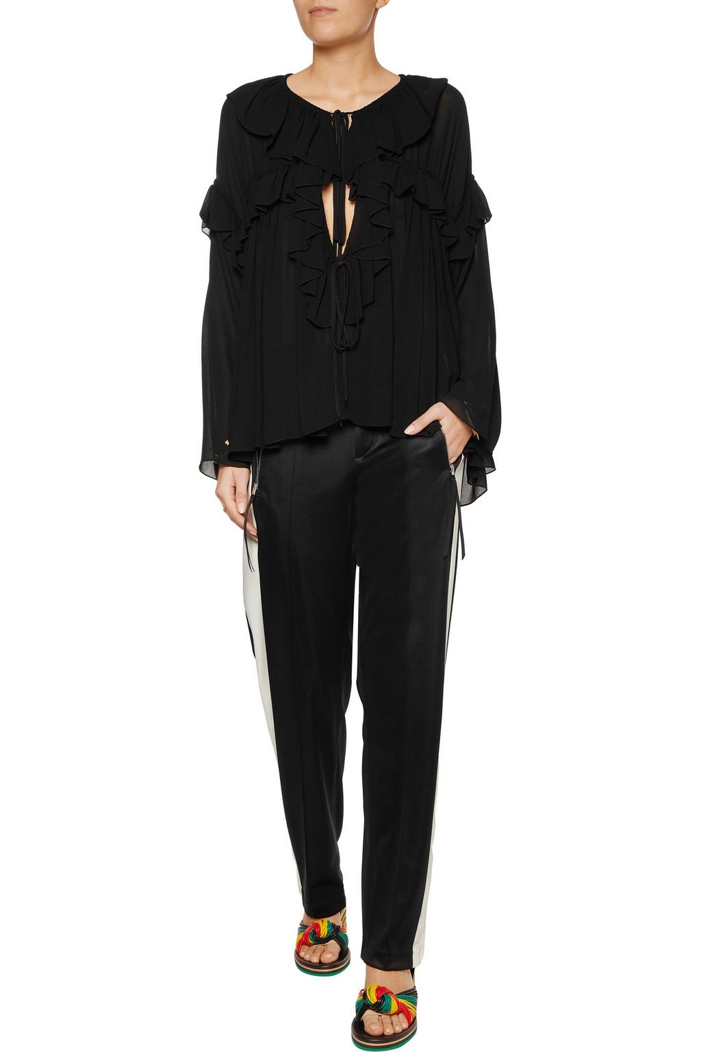 CHLOÉ Ruffled crepe top