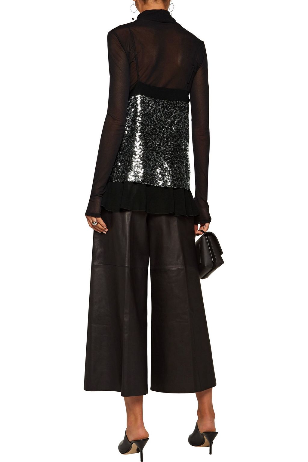 BY MALENE BIRGER Purle georgette-paneled sequined tulle top