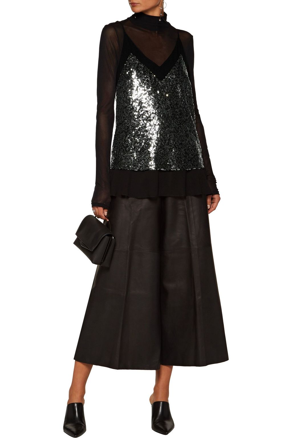 BY MALENE BIRGER Purle georgette-paneled sequined tulle top