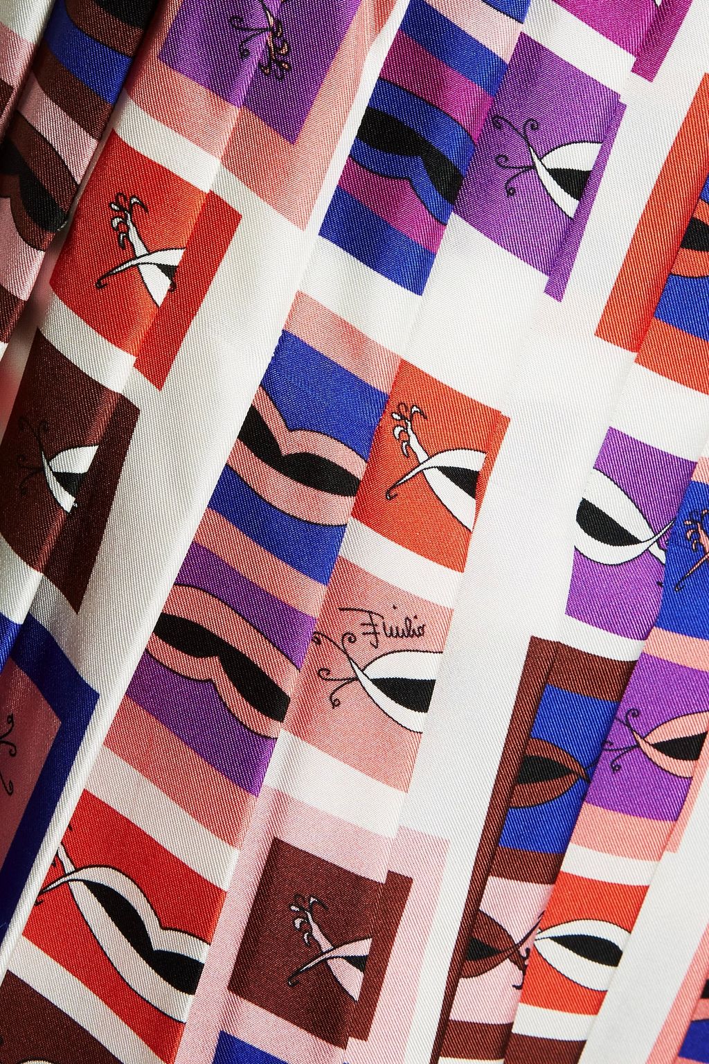 PUCCI Pleated printed silk-twill skirt