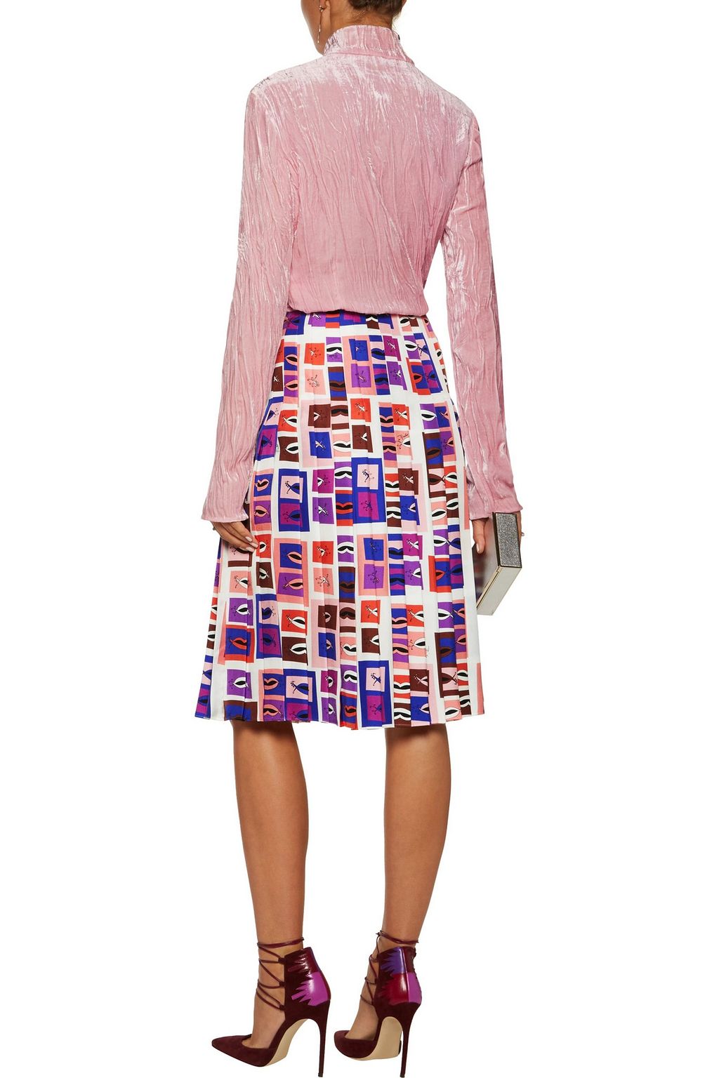 PUCCI Pleated printed silk-twill skirt