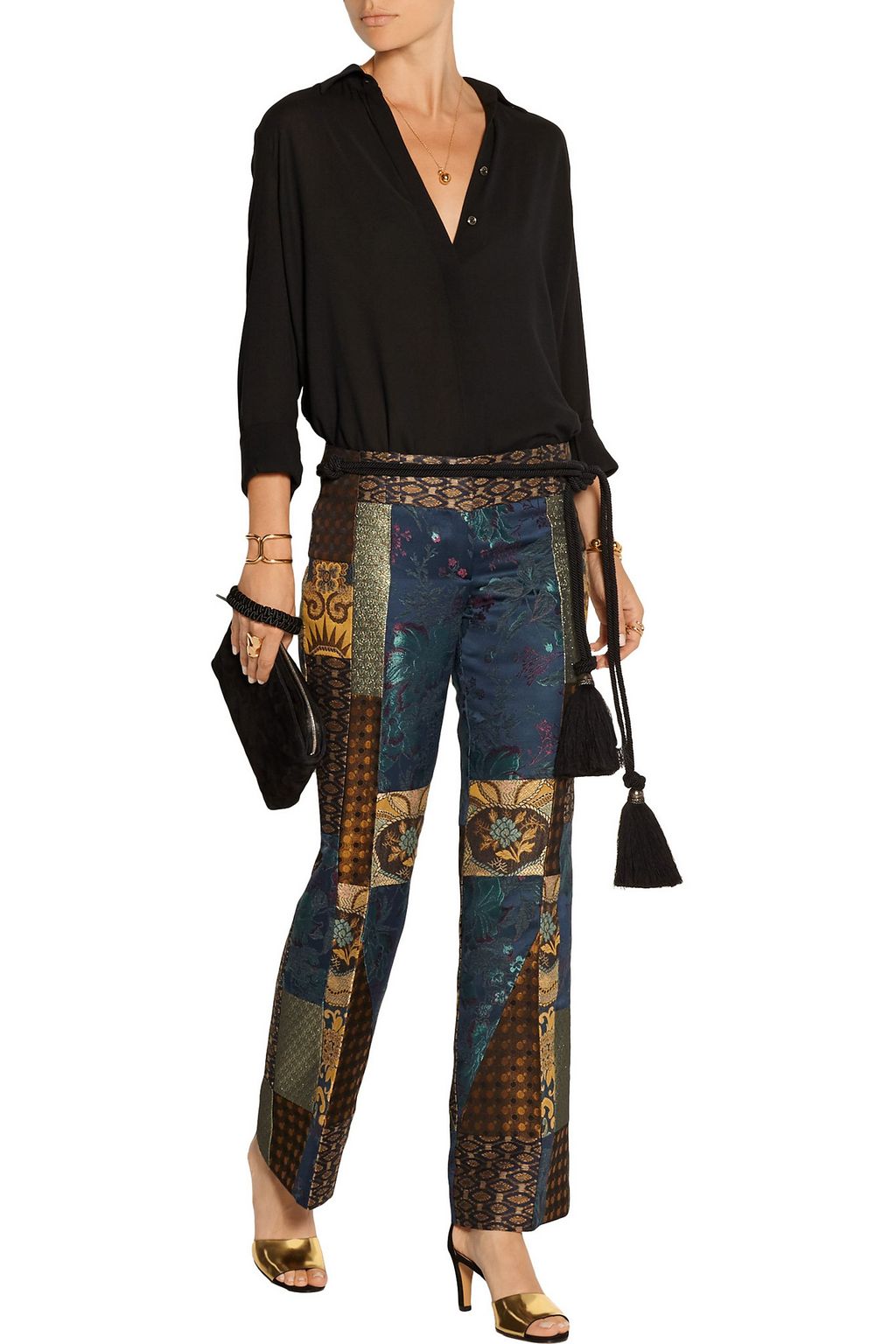 ETRO Patchwork jacquard flared pants