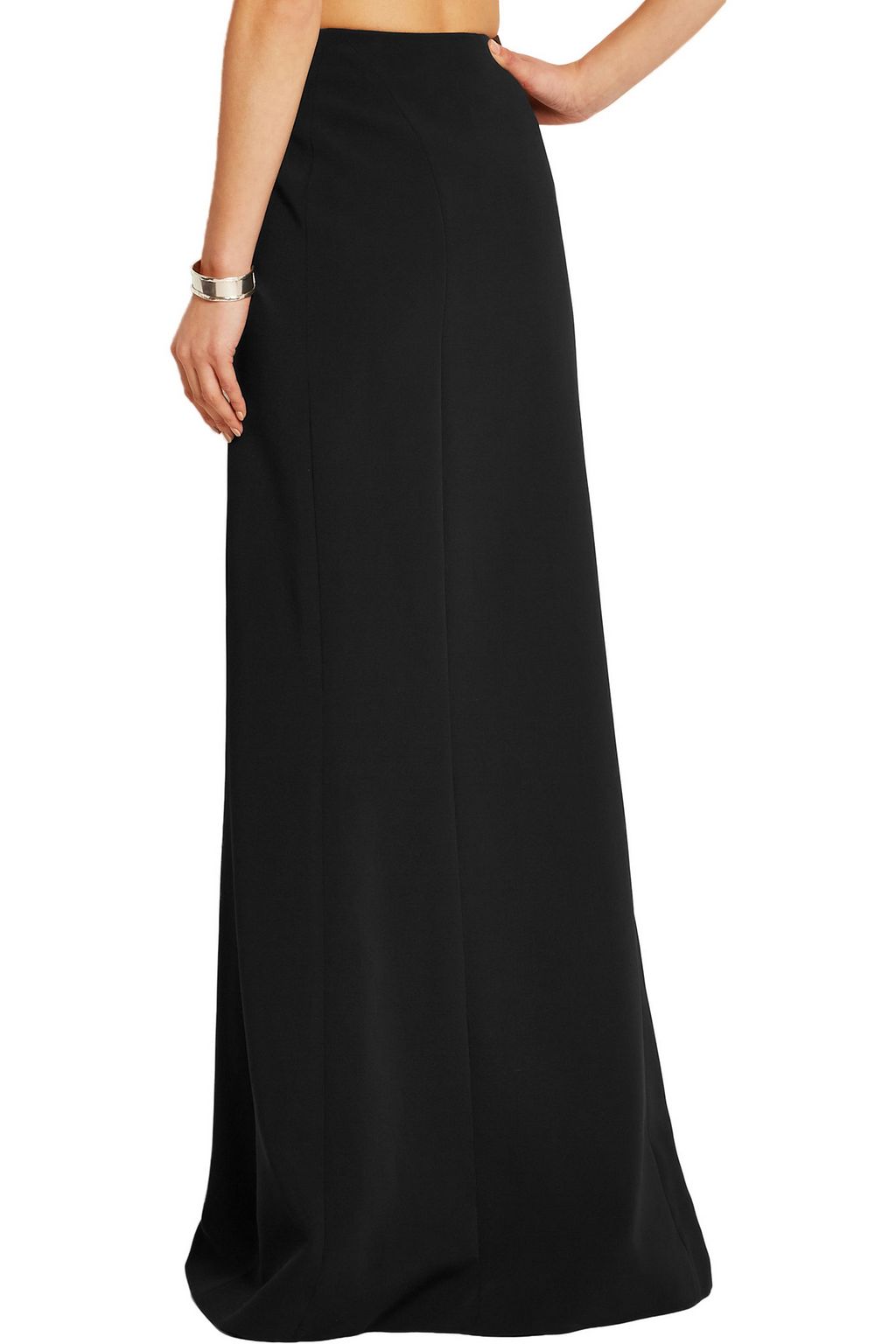 MUGLER Side-split satin-trimmed crepe maxi skirt