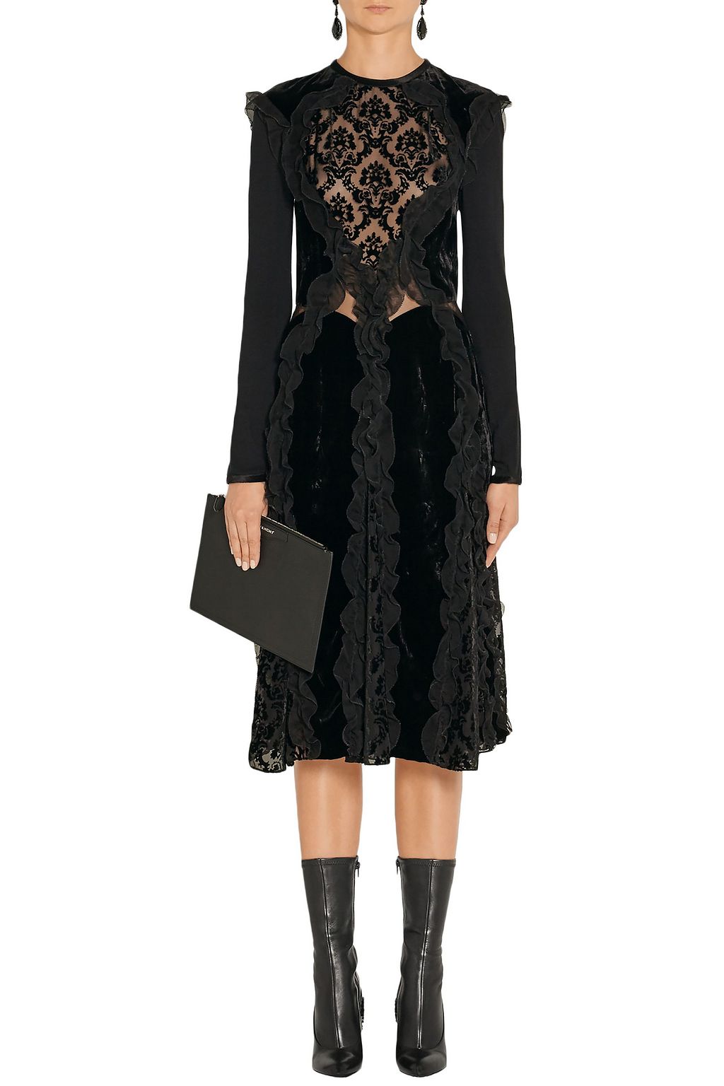 GIVENCHY Crystal-embellished leather boots
