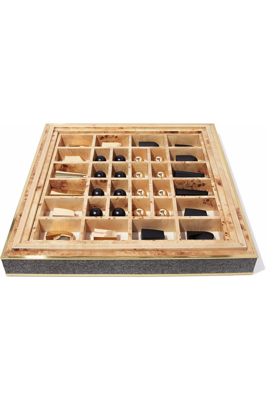 AERIN Shagreen, zinc, and wood chess set