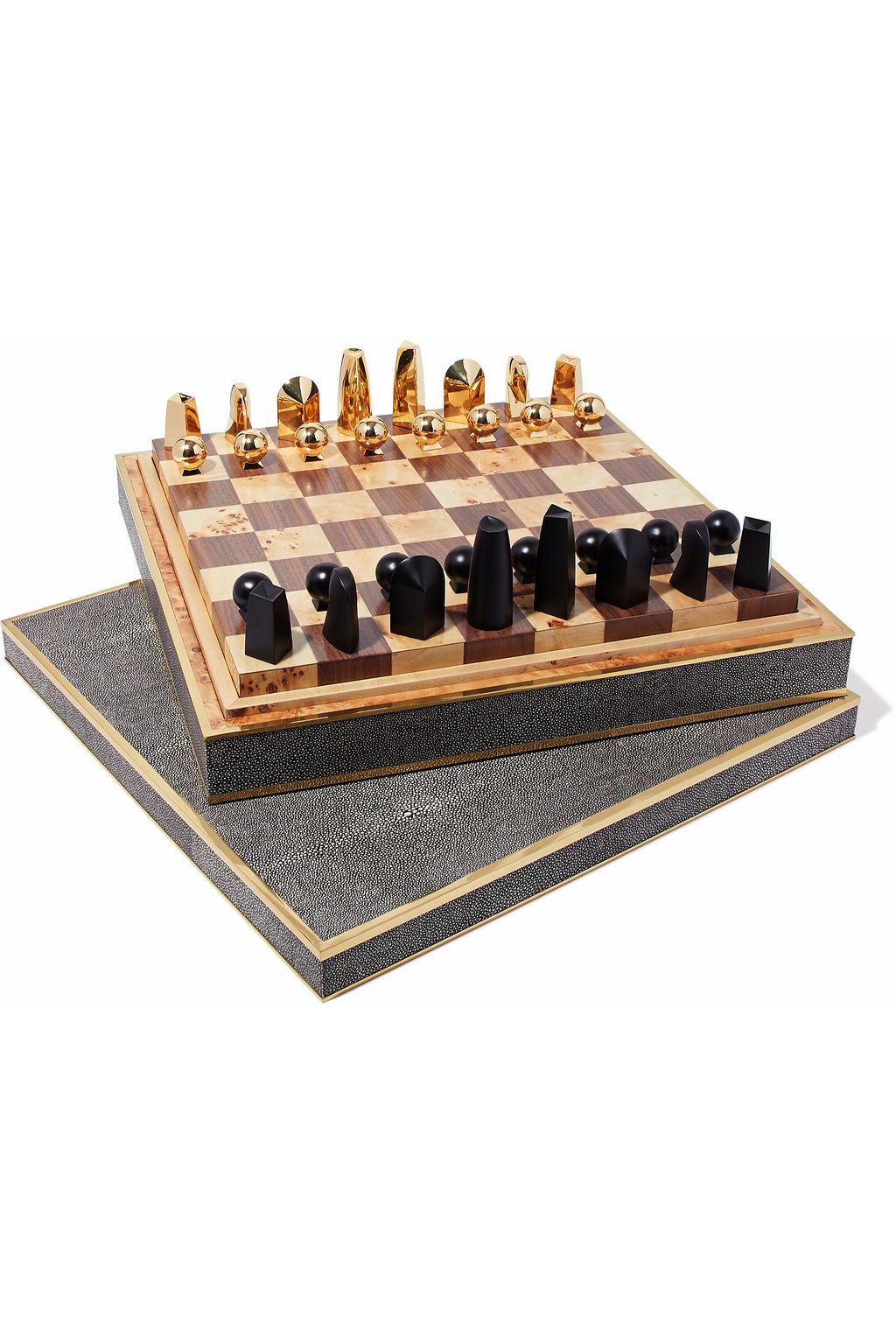 AERIN Shagreen, zinc, and wood chess set
