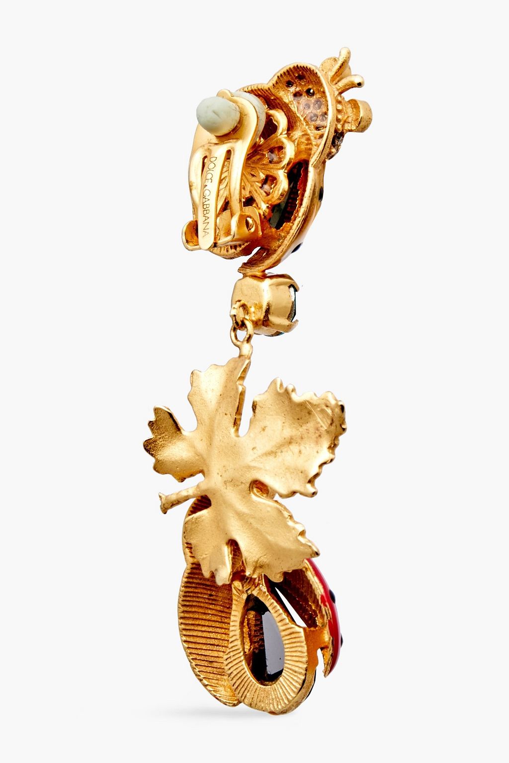 DOLCE&GABBANA Gold-plated, crystal and enamel clip earrings