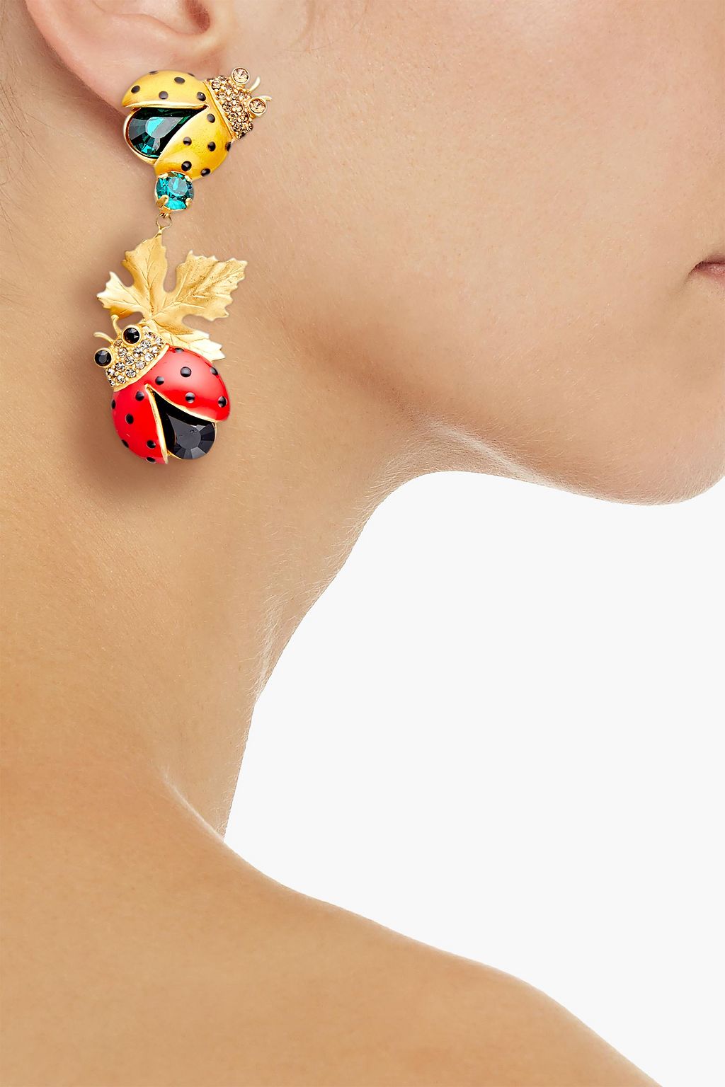 DOLCE&GABBANA Gold-plated, crystal and enamel clip earrings